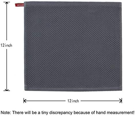 Cotton Dish Rags Dish Cloths for Washing Dishes,12”x12”, 6 Pack, Dark
