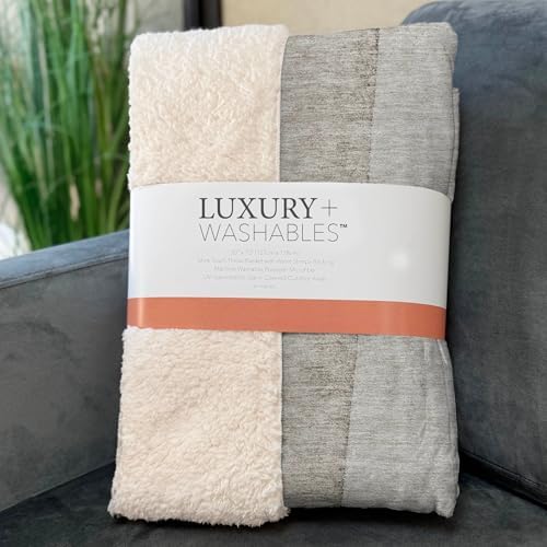 Addison Rugs ASB690 Taupe 50" x 70" Oversized Sherpa Throw Blanket
