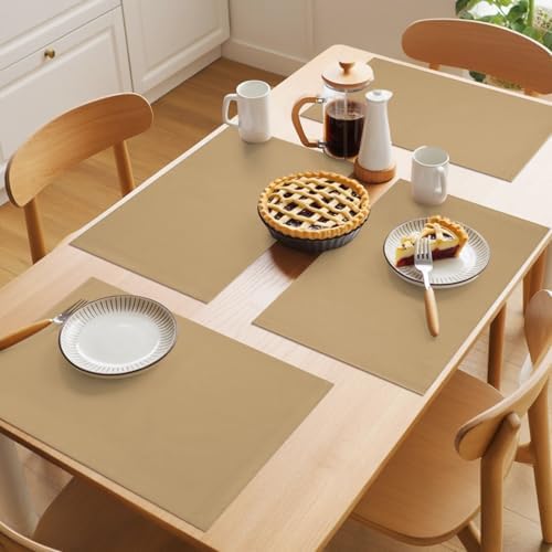 Placemats Set of 8, Pure Oatmeal Non Slip Table Mats, Washable Place