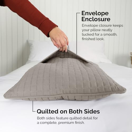 Set of 2 Quilted Standard Pillow Shams Covers 20x26 Microfiber Dark