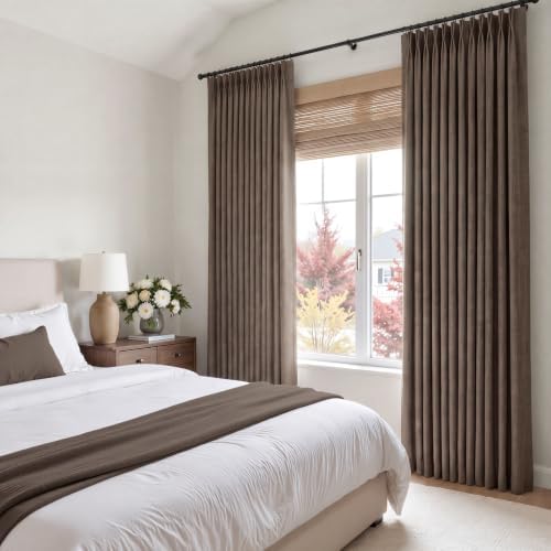 Pinch Pleat Light Filtering Dark Brown Linen Curtains 96 Inch Long 2