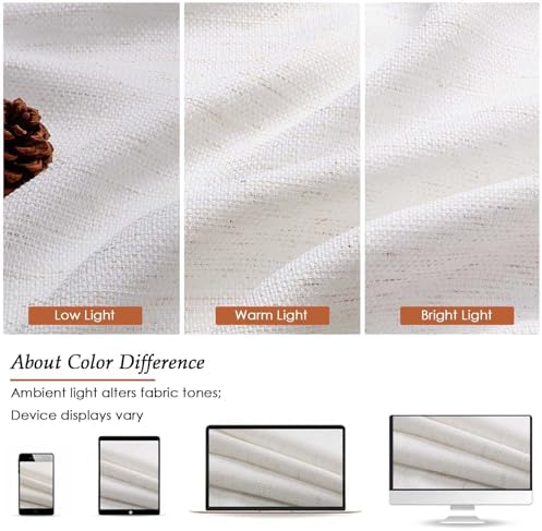 Natural Window Curtains 84 Inches Long 2 Panels Set, Faux Linen