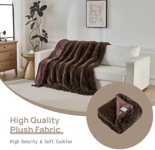 Luxury Fluffy Faux Fur Throw Blanket,Thick Fluffy Silky Fuzzy Cozy