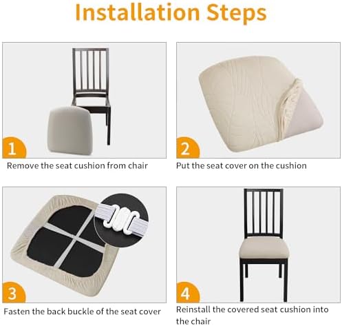 Fuloon Waterproof Chair Seat Covers 4 PCS, Stretch Cushion Covers