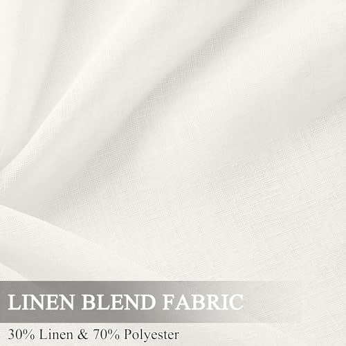 Fcoise Semi Sheer Curtains 120 inches Long | Faux Linen Grommet
