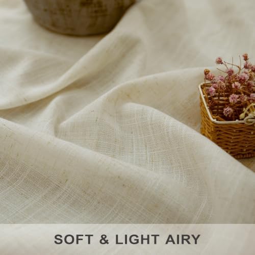 Pitalk 108 Inch Long Curtains for Living Room Birch Beige Linen Extra
