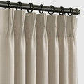 Greige Taupe Linen Pinch Pleated Curtains 84 Inch Length for Living