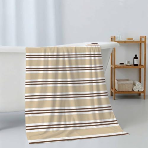 Bath Towels Set of 3 Beige Parallel Stripeds Bath Towel Hand Towel