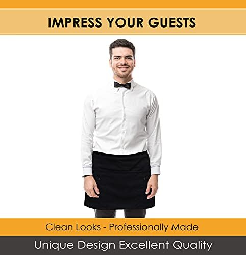 Brtex Server Aprons with 5 Pockets (2 Pack) – Commercial Grade Black