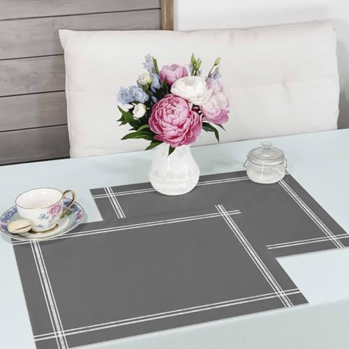 Placemats Set of 8, Deep Grey Washable Table Mats for Dining Table