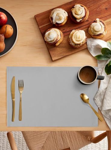 Pure Colors Grey Pattern Placemats Set of 6 Washable Table Mats for