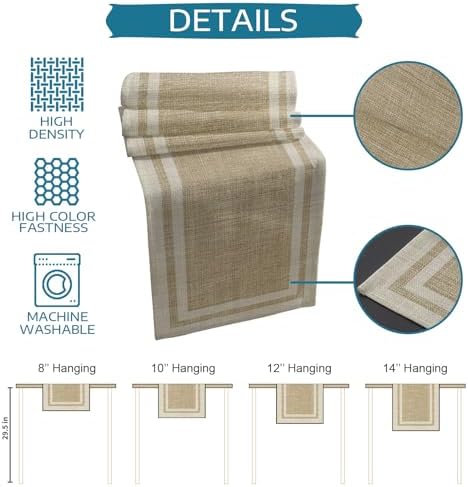 Beige Vintage Table Runner and Placemats for Dining Table, Burlap