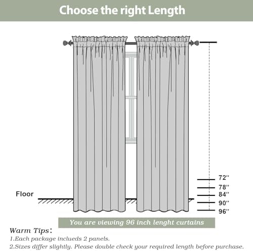 OWENIE Sheer Curtains 96 Inch Length, Elegant Sheer Curtains for