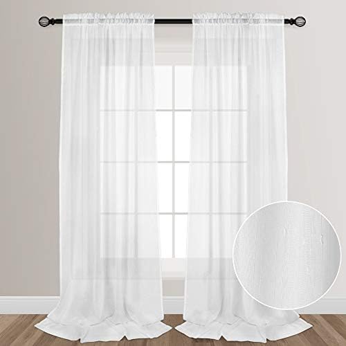 White 108 Inches Sheer Curtains Extra Long See Through Sheers for