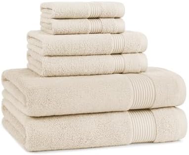 Arkwright Solid 6 Piece Bath Towel Set, 100% Cotton 600 GSM Soft