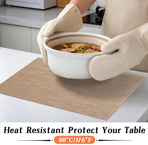 Timeet Placemats Set of 8, Heat Resistant Non-Slip Place Mats, Durable