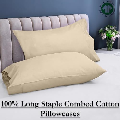 ROYALE LINENS 300 Thread Count 100% Cotton Pillow Cases Queen Size Set