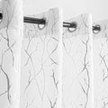 Kotile White Sheer Curtains with Silver Tree Branch 52x63 Inch, 2