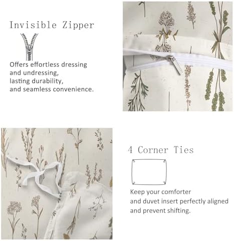 Duvet Cover Minimalist Floral Texture Duvet Cover Set with Zipper