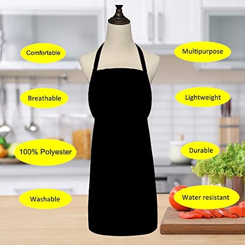 9 Pack Black Apron for Women Adult Girls Ladies with Pockets - Kitchen