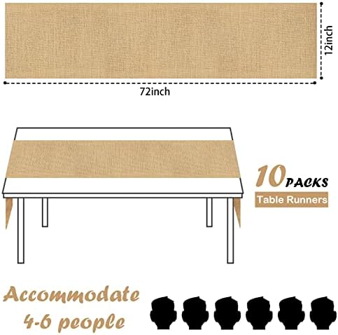 12 x 72 Inch Jute Table Runner 10PCS Burlap Wedding Table Runners Jute