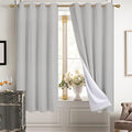 Diraysid 100% Blackout Curtains Light Grey Linen Curtains for Bedroom