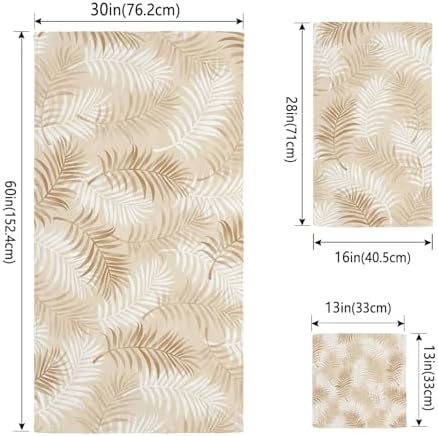 Bath Towels Set of 3 Cream Tropical Palm Leaves Bath Towel Hand Towel
