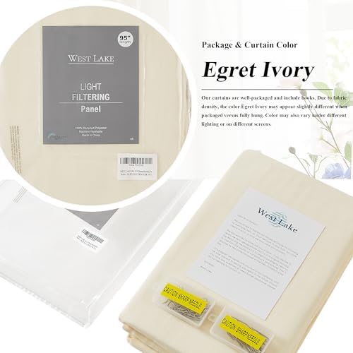 WEST LAKE Extra Long Pinch Pleated Sheer Curtains 108 Inches Length