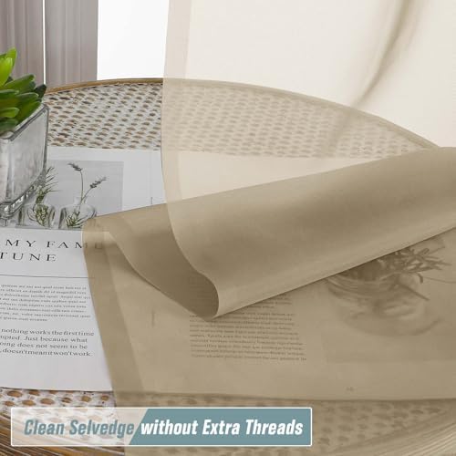 Taupe Sheer Curtains 84 Inches Long 2 Panels, Elegant Airy Transparent