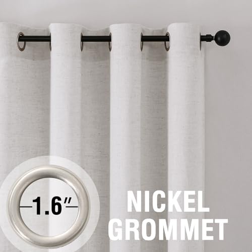 H.VERSAILTEX Light Filtering Linen Curtains 63 Inch Bedroom, Natural