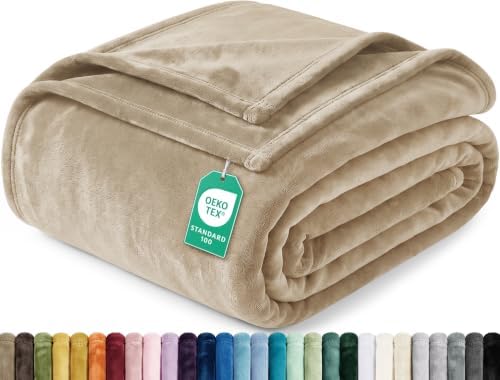 Soft Fleece Blanket for Bed King Size Camel (90x102 Inch)