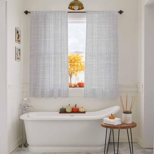 Grey Semi Sheer Curtains 63 Inch Length for Living Room Solid Color