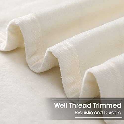 EASELAND Soft Lightweight King Size Fleece Blanket, Ivory, 90x108