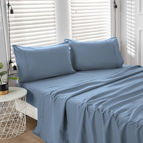 Kingnex Oversized King Flat Sheet 132x110 Top Sheet Only Blue