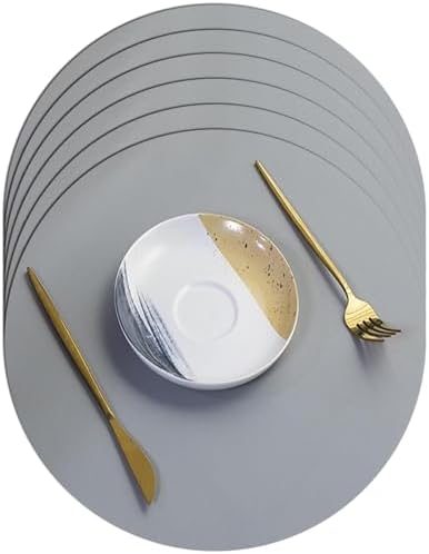 15"Round Faux Leather Placemats Set of 4/6/8, Waterproof Non-Slip