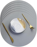 15"Round Faux Leather Placemats Set of 4/6/8, Waterproof Non-Slip