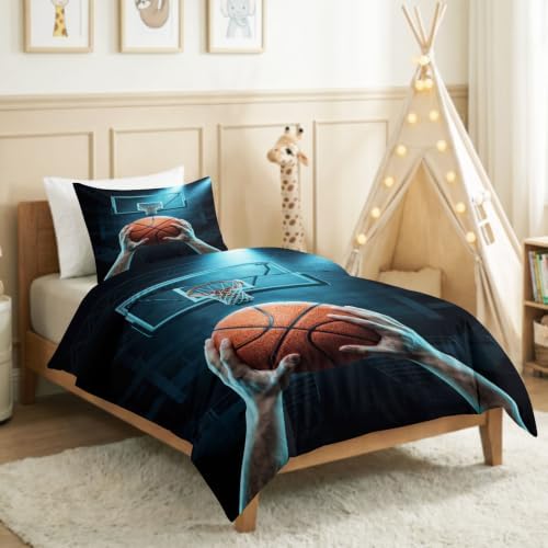 King Duvet Cover Set Soft Microfiber Sports Basketball