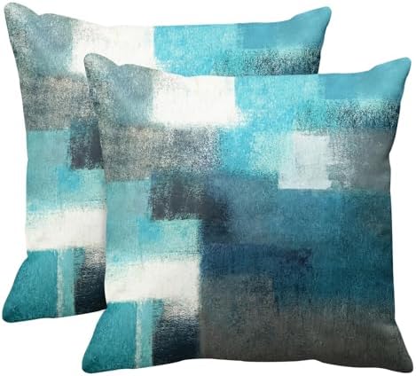 Emvency Throw Pillow Covers Set of 2, 22 x 22 Inch, Abstract Teal