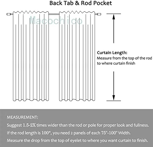 Macochico 120 Inch Long Curtains Rod Pocket and Back Tab Blackout