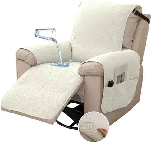 Deep Dream Waterproof Recliner Chair Cover, Small, Off White