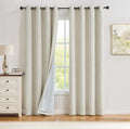 Beige Full Blackout Grommet Curtain for Bedroom with Liner
