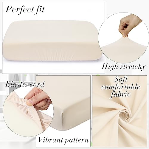 Newwiee 8 Pcs Patio Outdoor Cushion Covers,Solid,Light Beige
