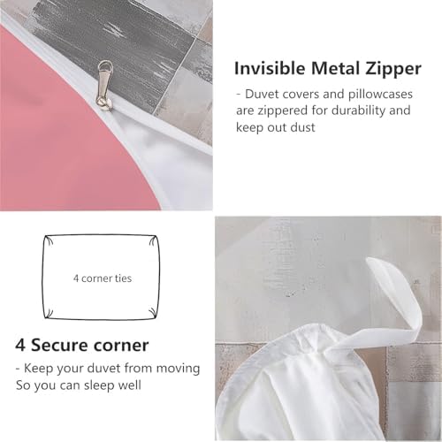 Beige and grey geometric pattern Bedding,King size Duvet Cover with 2