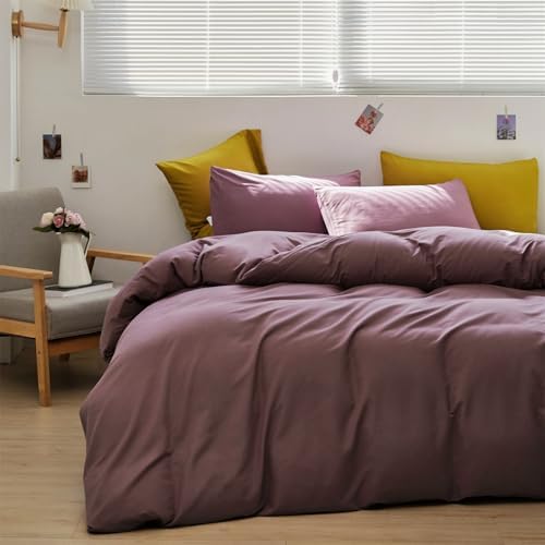 CLOTHKNOW Pale Mauve Queen Comforter Set 3Pcs Dusty Purple Bedding