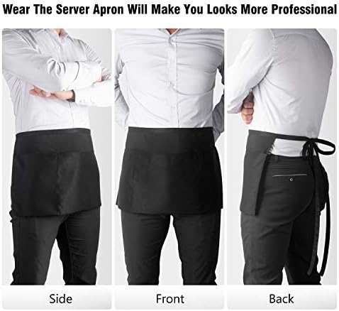 Xornis Waist Aprons with 3 Pockets Waitress Server Waiter Half Short