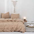 Super Soft Duvet Cover Queen Size - Washed Cotton 3 Pieces Bedding Set
