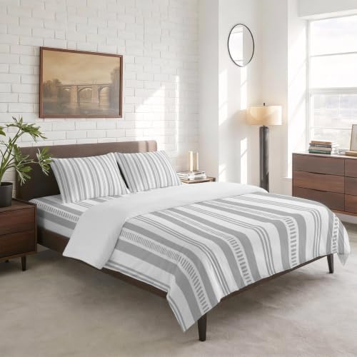 4 Pieces Duvet Cover Queen Bedding Sets Modern Minimalist Stripe for