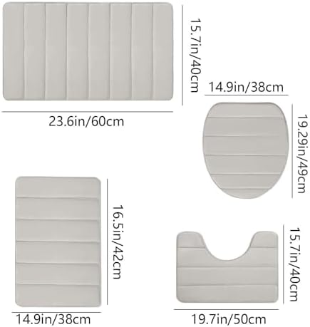 4 Pieces Sets Bathroom Rugs Toilet Mats Memory Foam Bath Mat Set Water