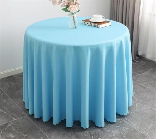 Round Solid Color 90 Inch Polyester Linen Tablecloth for Hotels