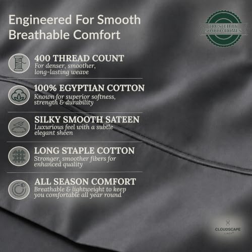 CLOUDSCAPE 100% Egyptian Cotton Sheet Set King Size Set 400TC